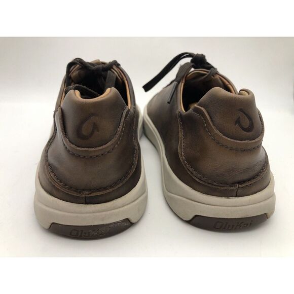 Olukai Lae'ahi Li 'Ili Lace Up Leather Sneakers Mens Dark Brown Patina Size 8.5 - Picture 4 of 13